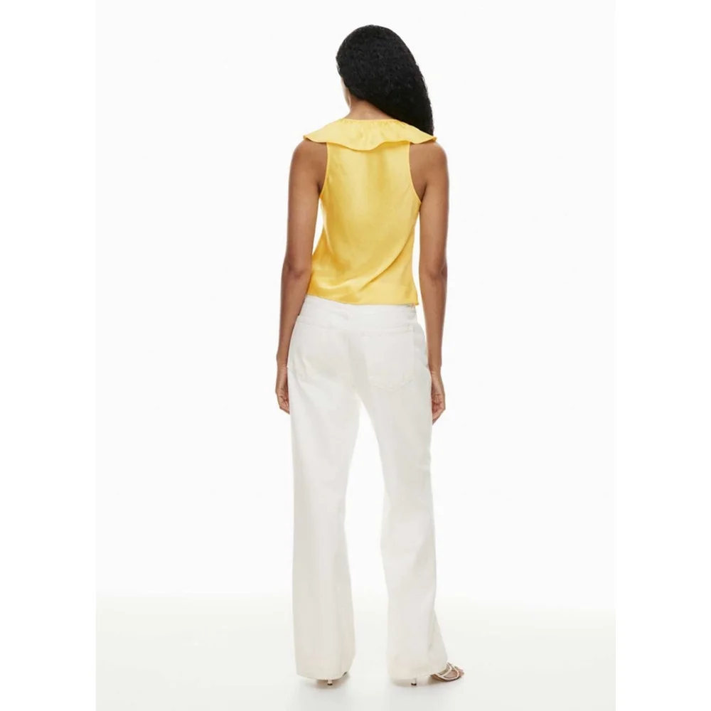 Aritzia Wilfred Tonka Satin Blouse Women's Size Large Sunflower Yellow - Picture 6 of 9